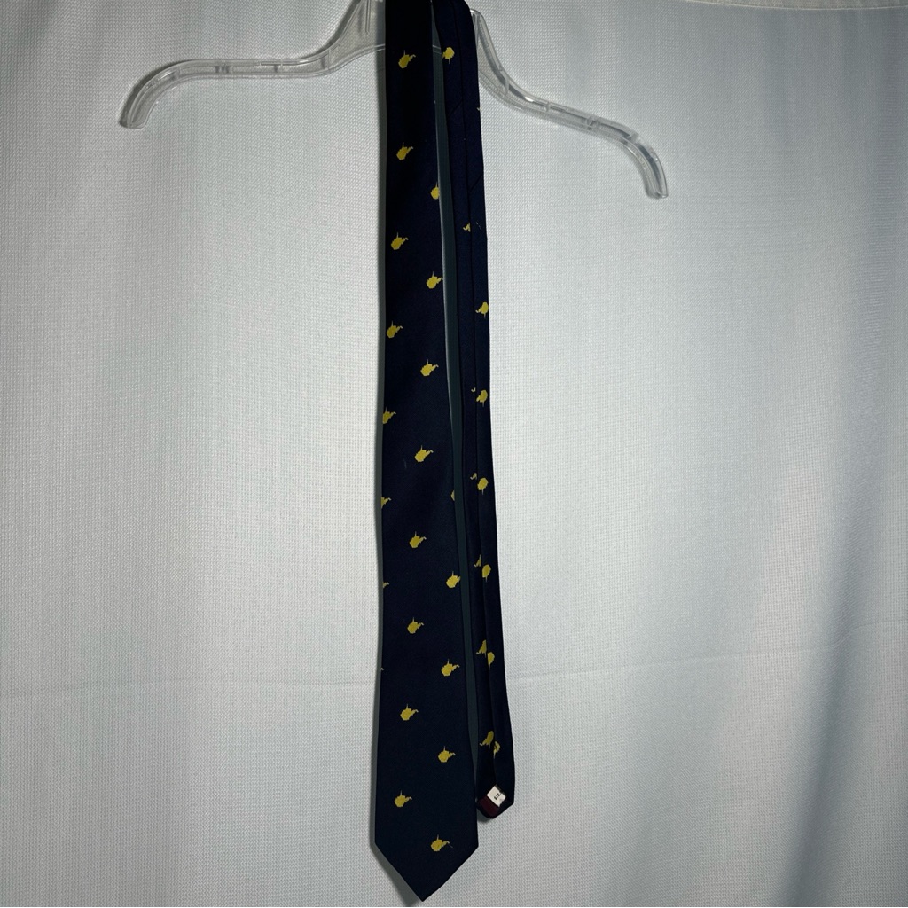 Navy Tie With Yellow West Virginia Embroidered Emblem Vintage